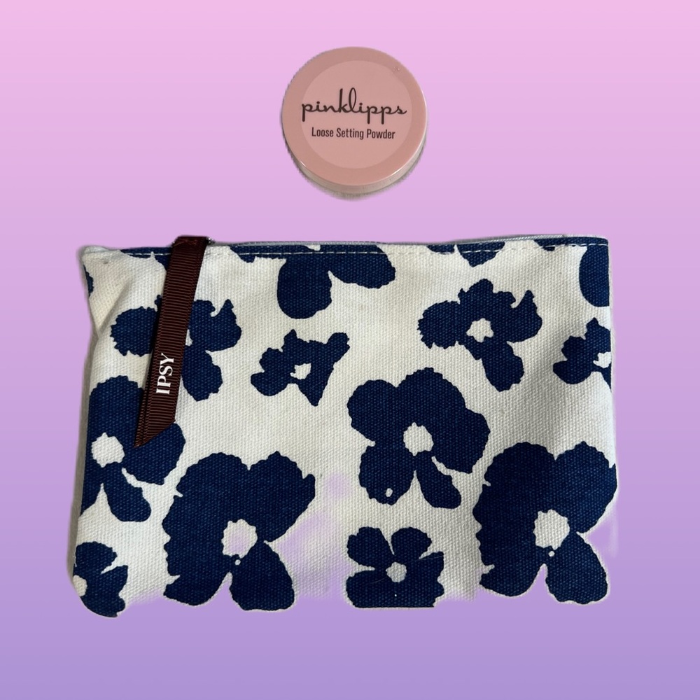 IPSY cotton Canvas makeup bag & Pinklipps Loose Setting powder